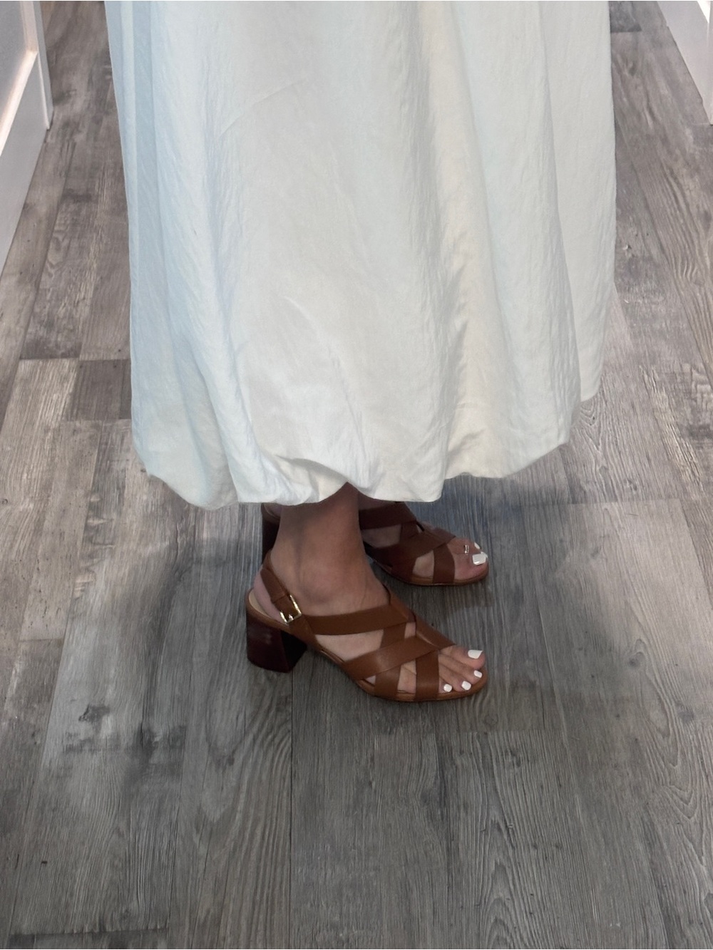 Cole Haan Women's Jamie Strappy Sandal Brown Cognac Block Heel Size 9 Mint